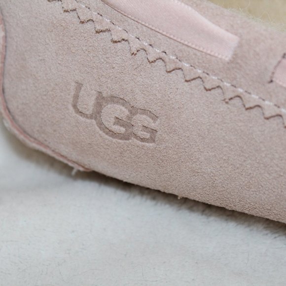UGG NEW DAKOTA POM SUEDE SHEARLING SLIPPERS PINK - Picture 4 of 9